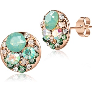 image:imageEVEVIC Round Austrian Crystal Colorful Stud Earrings for Women  14K GoldPlatedPlayful Colors Brighten Your LookS925 Sterling Silver PostGift Box IncludedFor Holiday Wear and GiftingGreen OpalAurora Borealis Crystal