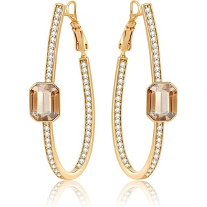 image:imageEVEVIC Stunning Austrian Crystal Big Oval Hoop Earrings for Women Fashion 14K Gold Plated Hypoallergenic Jewelry GiftLight Topaz