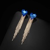 image:imageAustrian Crystal Heart Dangle Earrings Gold Tassel Earrings for Women 14K Gold Plated Hypoallergenic Trendy Jewelry GiftBermuda Blue