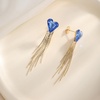 image:imageAustrian Crystal Heart Dangle Earrings Gold Tassel Earrings for Women 14K Gold Plated Hypoallergenic Trendy Jewelry GiftBermuda Blue
