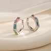 image:imageAustrian Crystal Hoop Huggie Earrings for Women  14K white gold plated brassrectangle crystalgift boxMulticolor CrystalSilver Tone