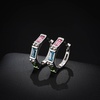 image:imageAustrian Crystal Hoop Huggie Earrings for Women  14K white gold plated brassrectangle crystalgift boxMulticolor CrystalSilver Tone