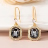 image:imageAustrian Crystal Octagon Dangle Hook Earrings for Women  14K gold plated brassgeometric crystalshining halogift boxBlack Crystal