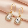 image:imageAustrian Crystal Octagon Dangle Hook Earrings for Women  14K gold plated brassgeometric crystalshining halogift boxClear White