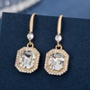 image:imageAustrian Crystal Octagon Dangle Hook Earrings for Women  14K gold plated brassgeometric crystalshining halogift boxClear White