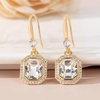image:imageAustrian Crystal Octagon Dangle Hook Earrings for Women  14K gold plated brassgeometric crystalshining halogift boxClear White