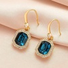 image:imageAustrian Crystal Octagon Dangle Hook Earrings for Women  14K gold plated brassgeometric crystalshining halogift boxDark Blue