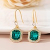 image:imageAustrian Crystal Octagon Dangle Hook Earrings for Women  14K gold plated brassgeometric crystalshining halogift boxEmerald