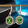 image:imageAustrian Crystal Octagon Dangle Hook Earrings for Women  14K gold plated brassgeometric crystalshining halogift boxFern Green