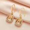 image:imageAustrian Crystal Octagon Dangle Hook Earrings for Women  14K gold plated brassgeometric crystalshining halogift boxLight Topaz