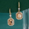 image:imageAustrian Crystal Octagon Dangle Hook Earrings for Women  14K gold plated brassgeometric crystalshining halogift boxLight Topaz