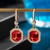 image:imageAustrian Crystal Octagon Dangle Hook Earrings for Women  14K gold plated brassgeometric crystalshining halogift boxRed