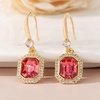 image:imageAustrian Crystal Octagon Dangle Hook Earrings for Women  14K gold plated brassgeometric crystalshining halogift boxRose Pink