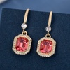 image:imageAustrian Crystal Octagon Dangle Hook Earrings for Women  14K gold plated brassgeometric crystalshining halogift boxRose Pink