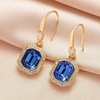 image:imageAustrian Crystal Octagon Dangle Hook Earrings for Women  14K gold plated brassgeometric crystalshining halogift boxSapphire