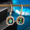 image:imageAustrian Crystal Octagon Dangle Hook Earrings for Women  14K gold plated brassgeometric crystalshining halogift boxVitrail Medium