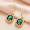 image:imageAustrian Crystal Octagon Dangle Hook Earrings for Women  14K gold plated brassgeometric crystalshining halogift boxVitrail Medium