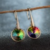 image:imageAustrian Crystal Round Drop Dangle Earrings for Women 14K Gold Plated Hypoallergenic JewelryRainbow