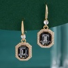 image:imageEVEVIC Austrian Crystal Halo Octagon Pendant Necklaces Earrings Set for Women 14K Gold Plated Fashion Dainty Hypoallergenic Jewelry Sets Black Crystal