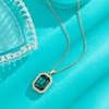 image:imageEVEVIC Austrian Crystal Halo Octagon Pendant Necklaces Earrings Set for Women 14K Gold Plated Fashion Dainty Hypoallergenic Jewelry Sets Emerald