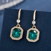 image:imageEVEVIC Austrian Crystal Halo Octagon Pendant Necklaces Earrings Set for Women 14K Gold Plated Fashion Dainty Hypoallergenic Jewelry Sets Emerald