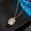 image:imageEVEVIC Austrian Crystal Octagon Pendant Necklaces Earrings Set for Women 14K Gold Plated Hypoallergenic Fashion Jewelry Sets Teal