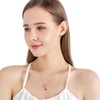 image:imageEVEVIC Dainty Austrian Crystals Square Pendant Necklaces for Women Fashion 14K Gold Plated Hypoallergenic JewelryRed Main CrystalRose Goldtone