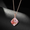 image:imageEVEVIC Dainty Austrian Crystals Square Pendant Necklaces for Women Fashion 14K Gold Plated Hypoallergenic JewelryRed Main CrystalRose Goldtone