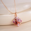 image:imageEVEVIC Dainty Austrian Crystals Square Pendant Necklaces for Women Fashion 14K Gold Plated Hypoallergenic JewelryRed Main CrystalRose Goldtone