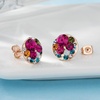 image:imageEVEVIC Multicolored Austrian Crystal Stud Earrings and Necklace Sets for Women Fashion Hypoallergenic Jewelry Set GiftsRose Main CrystalRose Goldtone