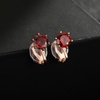 image:imageEVEVIC Round Austrian Crystal Clip On Earrings for Women  14K Gold PlatedSilicone Comfort PadBrighten Up Daily OutfitsGift Box IncludedBurgundyGoldtone
