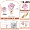 image:imageEVEVIC Round Austrian Crystal Clip On Earrings for Women  14K Gold PlatedSilicone Comfort PadBrighten Up Daily OutfitsGift Box IncludedPinkGoldtone