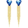 image:imageAustrian Crystal Heart Dangle Earrings Gold Tassel Earrings for Women 14K Gold Plated Hypoallergenic Trendy Jewelry GiftBermuda Blue