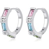 image:imageAustrian Crystal Hoop Huggie Earrings for Women  14K white gold plated brassrectangle crystalgift boxMulticolor CrystalSilver Tone