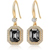 image:imageAustrian Crystal Octagon Dangle Hook Earrings for Women  14K gold plated brassgeometric crystalshining halogift boxBlack Crystal
