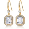 image:imageAustrian Crystal Octagon Dangle Hook Earrings for Women  14K gold plated brassgeometric crystalshining halogift boxClear White
