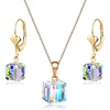 image:imageCube Austrian Crystal Necklace Earrings Set for Women 14K Gold Plated Jewelry