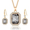 image:imageEVEVIC Austrian Crystal Halo Octagon Pendant Necklaces Earrings Set for Women 14K Gold Plated Fashion Dainty Hypoallergenic Jewelry Sets Black Crystal
