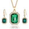 image:imageEVEVIC Austrian Crystal Halo Octagon Pendant Necklaces Earrings Set for Women 14K Gold Plated Fashion Dainty Hypoallergenic Jewelry Sets Emerald