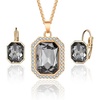 image:imageEVEVIC Austrian Crystal Octagon Pendant Necklaces Earrings Set for Women 14K Gold Plated Hypoallergenic Fashion Jewelry Sets Black