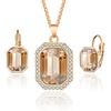 image:imageEVEVIC Austrian Crystal Octagon Pendant Necklaces Earrings Set for Women 14K Gold Plated Hypoallergenic Fashion Jewelry Sets Teal