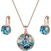 image:imageEVEVIC Austrian Crystals Round Disc Pendant Necklace Earrings Set for Women 14K Gold Plated Jewelry Sets