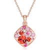 image:imageEVEVIC Dainty Austrian Crystals Square Pendant Necklaces for Women Fashion 14K Gold Plated Hypoallergenic JewelryRed Main CrystalRose Goldtone
