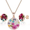 image:imageEVEVIC Multicolored Austrian Crystal Stud Earrings and Necklace Sets for Women Fashion Hypoallergenic Jewelry Set GiftsRose Main CrystalRose Goldtone