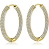 image:imageSparkly Austrian Crystal Hinged Hoop Earrings for Women 14K Gold Plated Hypoallergenic Jewelry Gifts for WomenWhiteGoldtone