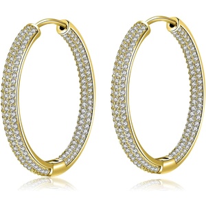image:imageSparkly Austrian Crystal Hinged Hoop Earrings for Women 14K Gold Plated Hypoallergenic Jewelry Gifts for WomenWhiteGoldtone