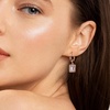 image:imageTrendy Austrian Crystal Rectangle Drop Leverback Earrings for Women 14k White Gold Plated Huggie Earring Hypoallergenic Jewelry GiftAntique Pink  Goldtone