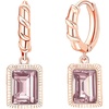 image:imageTrendy Austrian Crystal Rectangle Drop Leverback Earrings for Women 14k White Gold Plated Huggie Earring Hypoallergenic Jewelry GiftAntique Pink  Goldtone