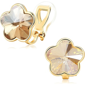 image:imageEVEVIC Austrian Crystal Flower Clip on Earrings for Women Trendy 14K Gold Plated Hypoallergenic Non Pierced Jewelry GiftLight Topaz