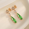 image:imageAustrian Crystal Teardrop Earrings Flower Dangle Earrings for Women 14K Gold Plated Drop Stud Earrings Hypoallergenic JewelryGreen